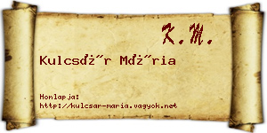 Kulcsár Mária névjegykártya