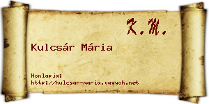 Kulcsár Mária névjegykártya